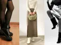 Trzy stylizacje z botkami: czarne sznurowane, białe kozaki i czarne z klamrami. Botki skarpetkowe stylizacje na różne okazje.