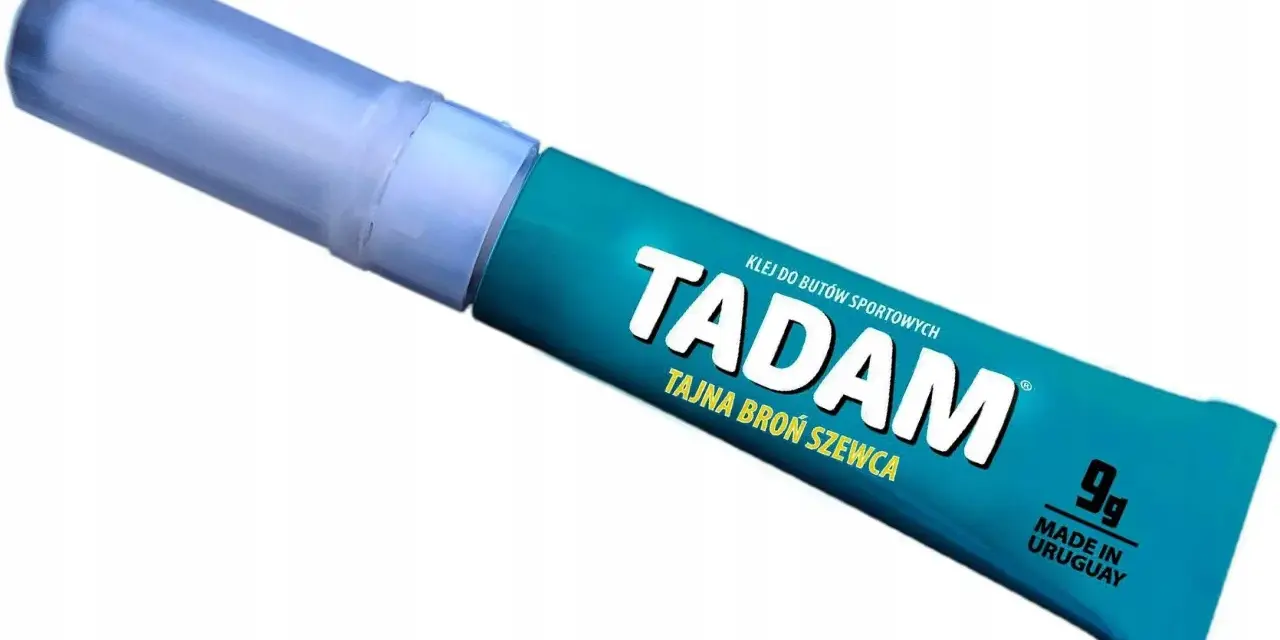 TADAM – jaki klej do butów? Ten turkusowy klej do butów sportowych, "tajna broń szewca", naprawi wszystko. Made in Uruguay, 9g.
