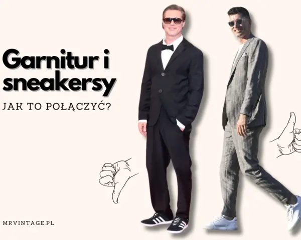Garnitur i sneakersy: stylizacja z klasą. Dwóch mężczyzn prezentuje, jak nosić garnitur ze sportowymi butami.
